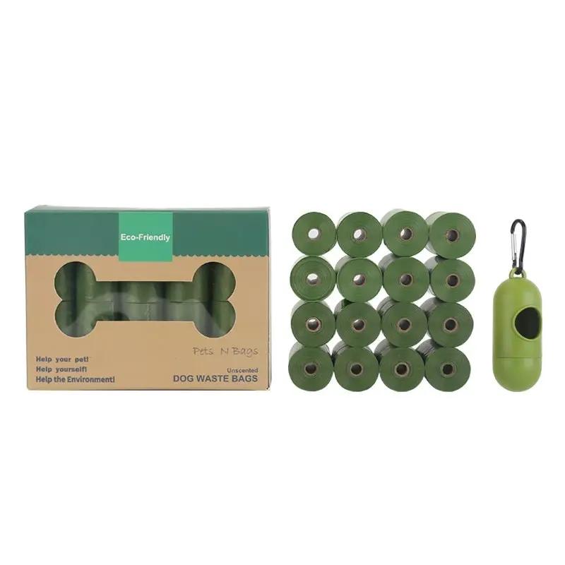EPI Environmentally Friendly Degradable Pet Garbage Bags box with green rolls and a green dispenser