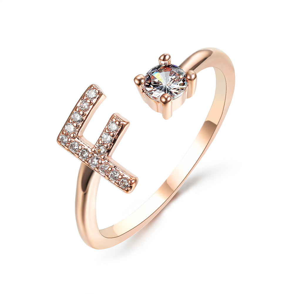 Anillo ajustable de nuevo diseño con 26 letras iniciales, joyería de moda para mujer, joyería simple y elegante