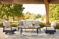Dark Brown Patio Sofa Set with Table and Chairs-1