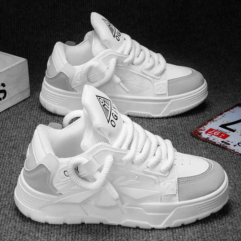 Vance Harajuku Western Low Top Mens Casual Sneakers, white with gray accents, AdTec, 2 sneakers