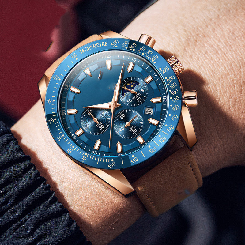 Montre à quartz multifonction lumineuse pour homme