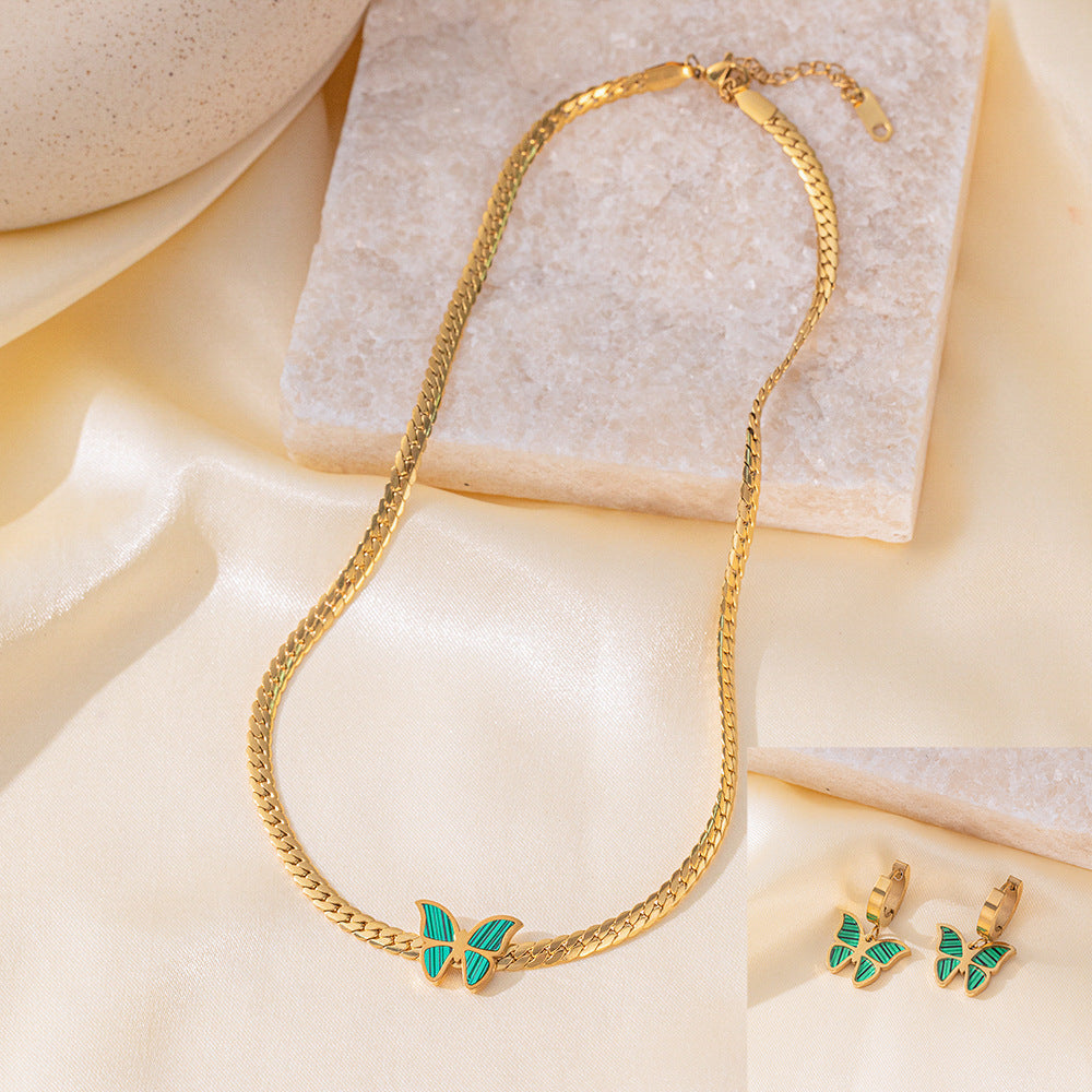 Juego de joyas de acero inoxidable para mujer: collar y pendientes