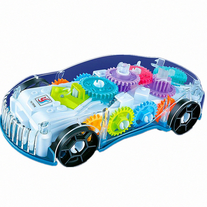 Voiture Miniature Électrique Transparente Musicale avec Engrenages Apparents
