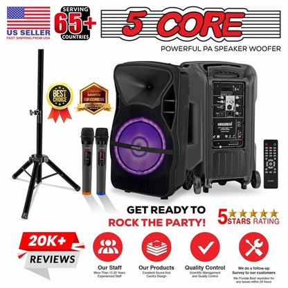 5Core 12 Inch PA Portable Bluetooth Party Speaker