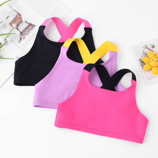 Ropa de baile para niñas, top corto de yoga y fitness para niñas