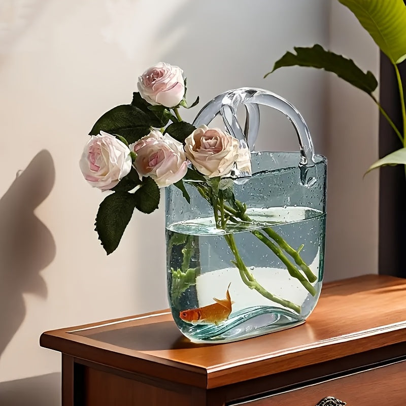 Nordic Style Handbag Glass Vase Fish Tank-3