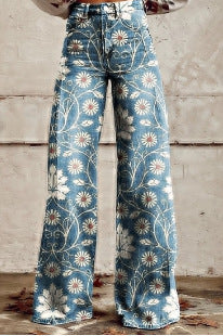 Pantalones casuales de mezclilla de talla grande para mujer europea y americana