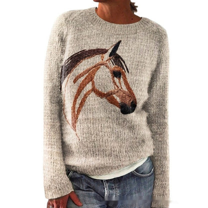 Pull décontracté femme à col rond
