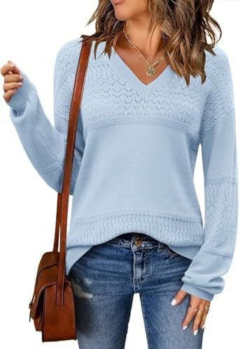 Pull en maille côtelée col V ajouré