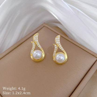 Parure Collier et Boucles d'Oreilles Luxe Léger Perle et Diamants