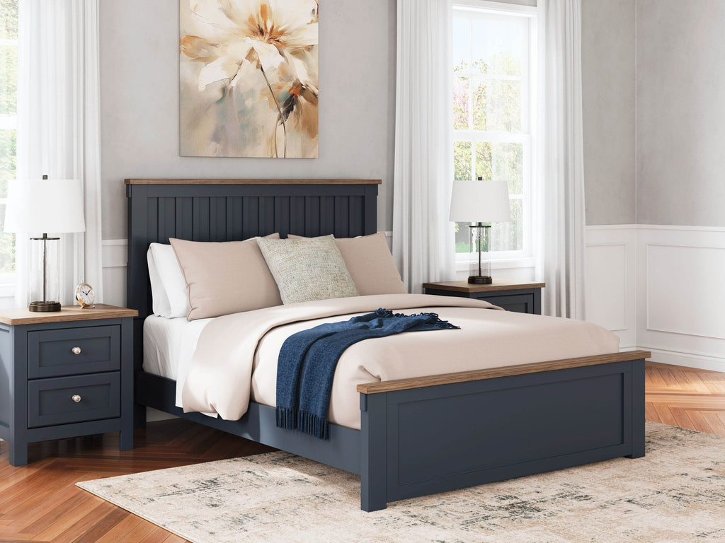 Signature Ashley Landocken Queen Panel Bed Brown Blue-1