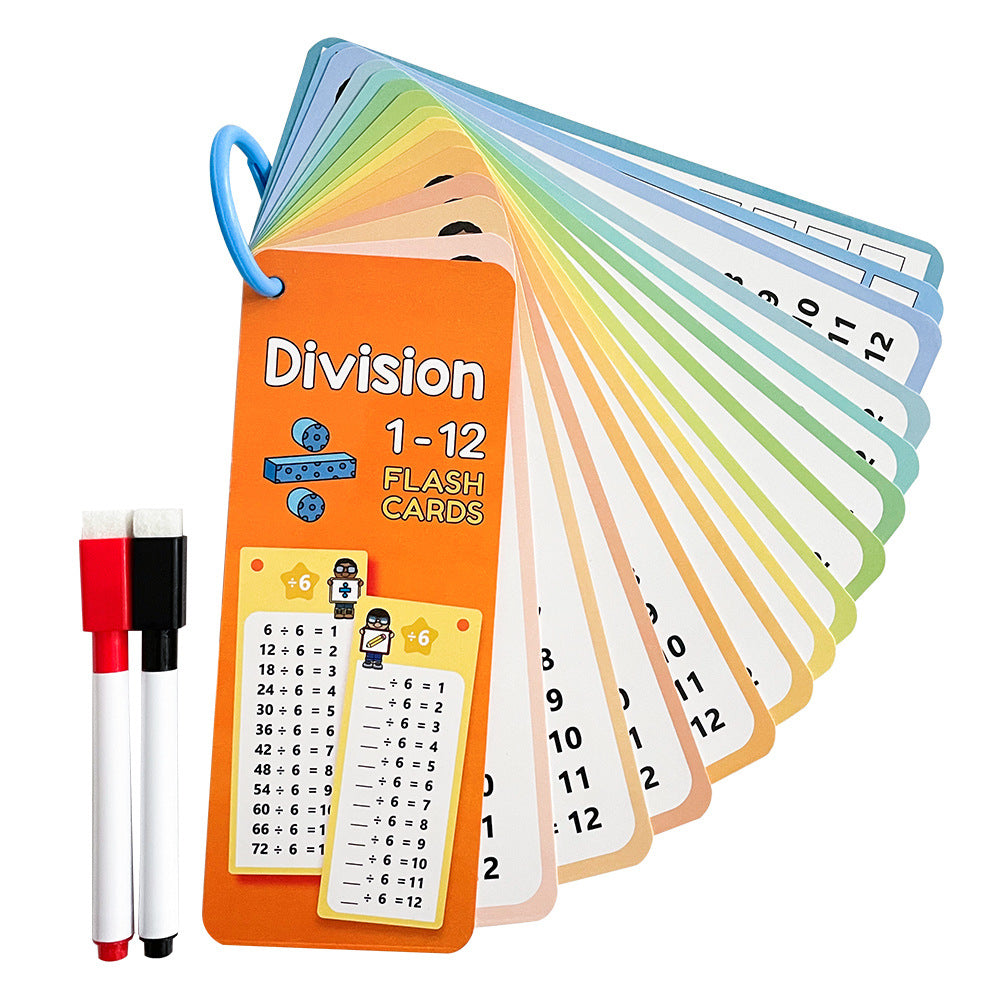15 tarjetas de multiplicación matemática que se pueden borrar repetidamente