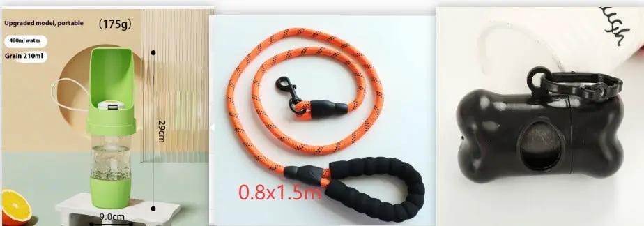 AdTec durable dog reflective rope leash; orange/black, 0.8x1.5m, with three items.