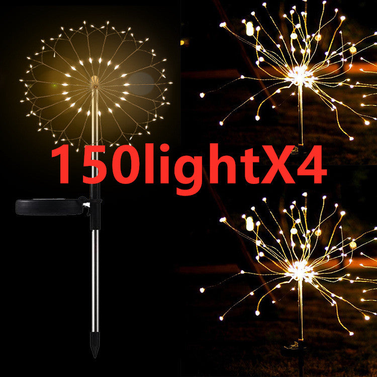 Nueva Púa de Tierra Luz Solar Fuegos Artificiales Luz LED Cadena de Alambre de Cobre Decoración de Jardín Exterior Luces de Estrella Luces de Navidad