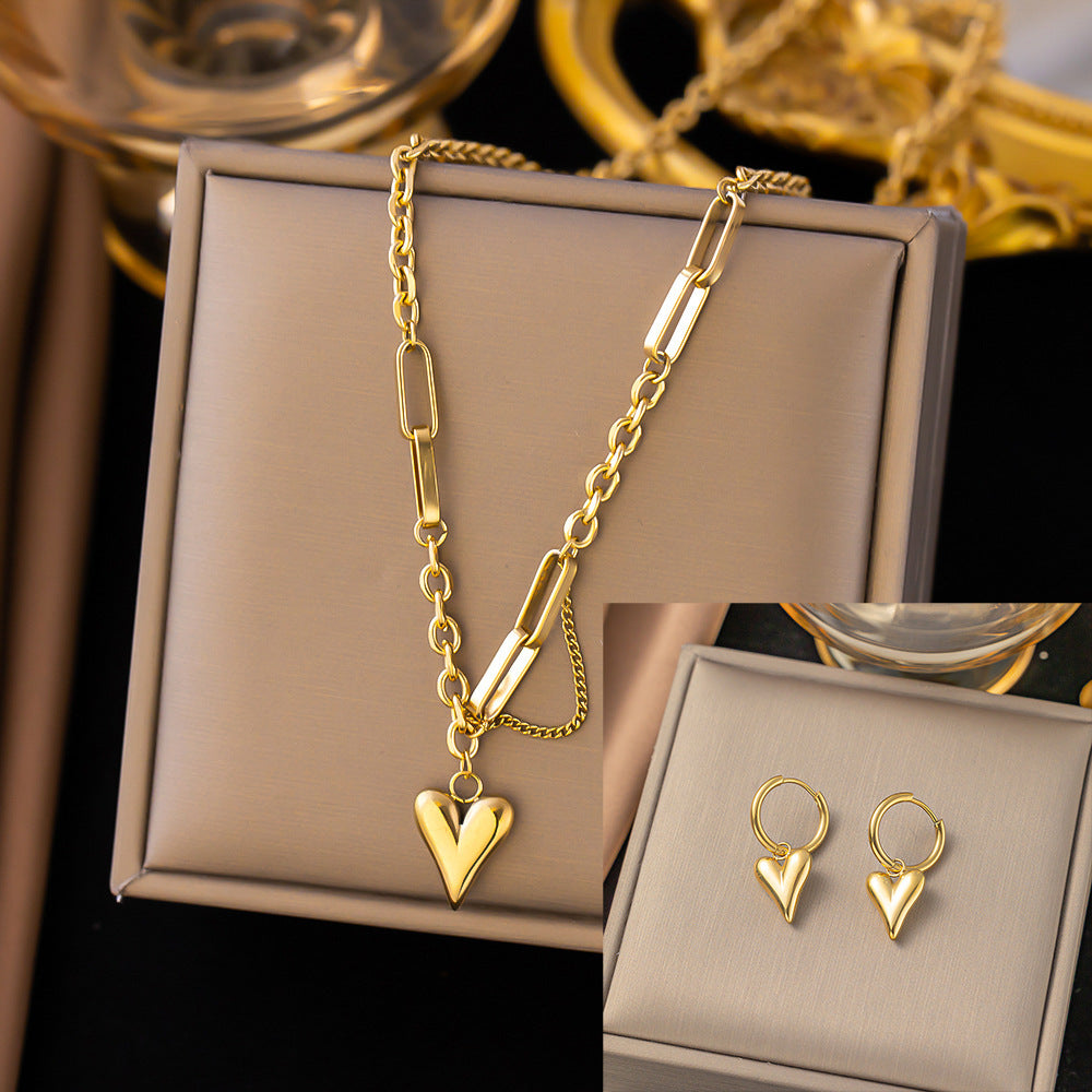 Juego de joyas de acero inoxidable para mujer: collar y pendientes