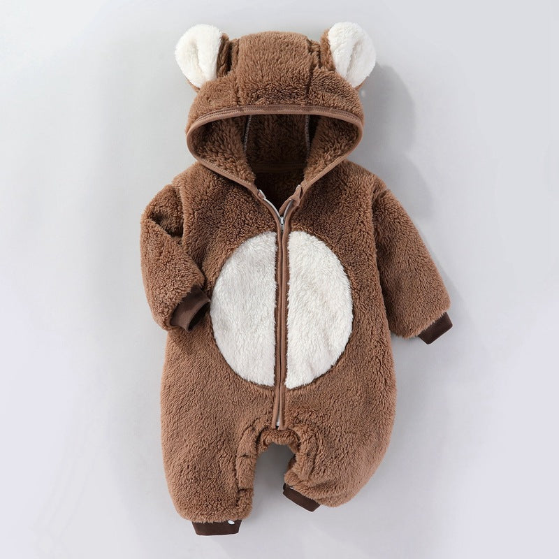 Vêtements d'automne et d'hiver pour bébés Combinaison épaisse et chaude à manches longues doublée polaire
