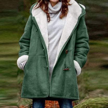 Manteau boutonnage hiver chaud à capuche avec poches Vêtements Femme