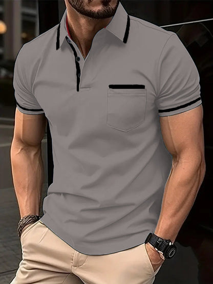 Polo d'été à poche boutonnée pour homme