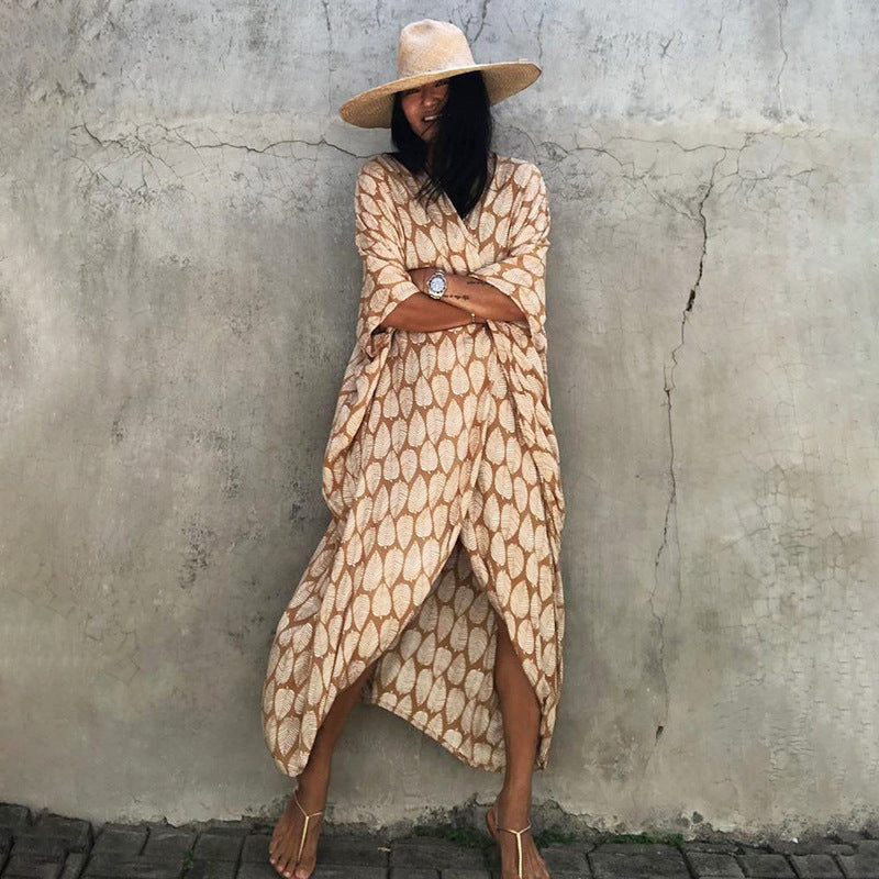 Robe de plage de villégiature en polyester anti-UV pour femmes