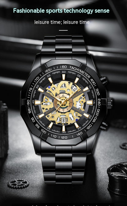 Montre Homme Étanchéité Lumineuse Squelette Décontractée Affaires