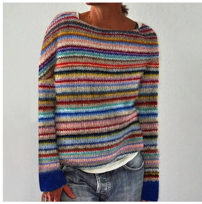 Pull Col Rond Ample et Élégant à Manches Longues – Vente Flash
