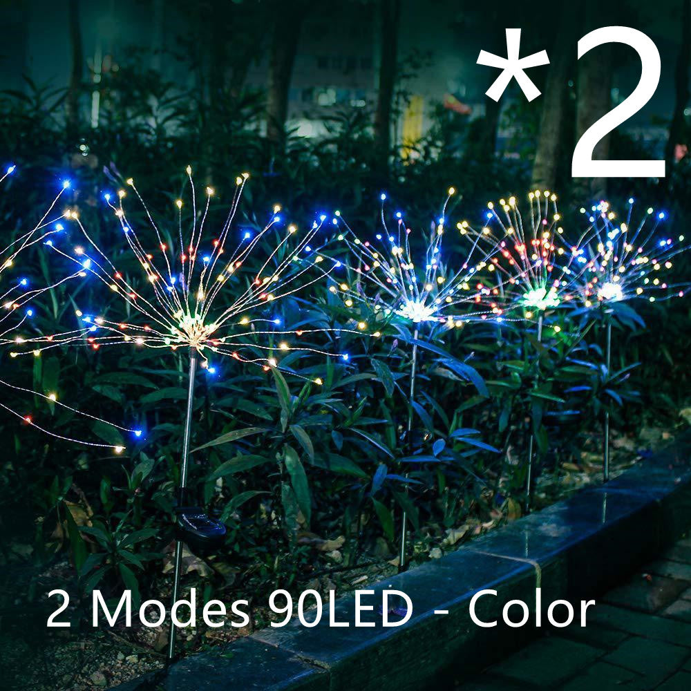 Nueva Púa de Tierra Luz Solar Fuegos Artificiales Luz LED Cadena de Alambre de Cobre Decoración de Jardín Exterior Luces de Estrella Luces de Navidad