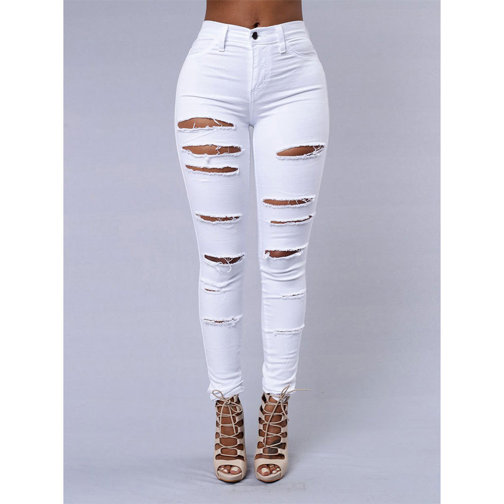 Leggings de mujer elásticos rotos en blanco y negro