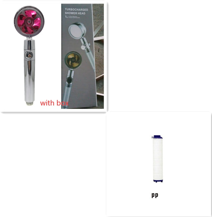 Cabezal de Ducha con Ahorro de Agua, Flujo Giratorio 360 Grados con Pequeño Ventilador, Boquilla Rociadora de Alta Presión de Lluvia de ABS, Accesorios de Baño