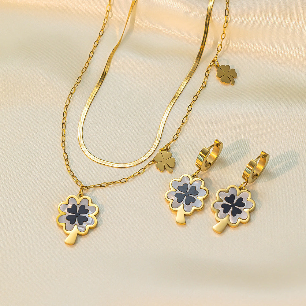 Juego de joyas de acero inoxidable para mujer: collar y pendientes