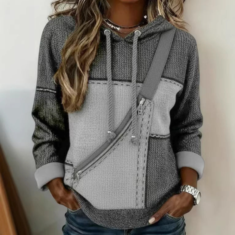 Sweatshirt à Capuche Femme à Manches Longues Imprimé 3D Sans Poches