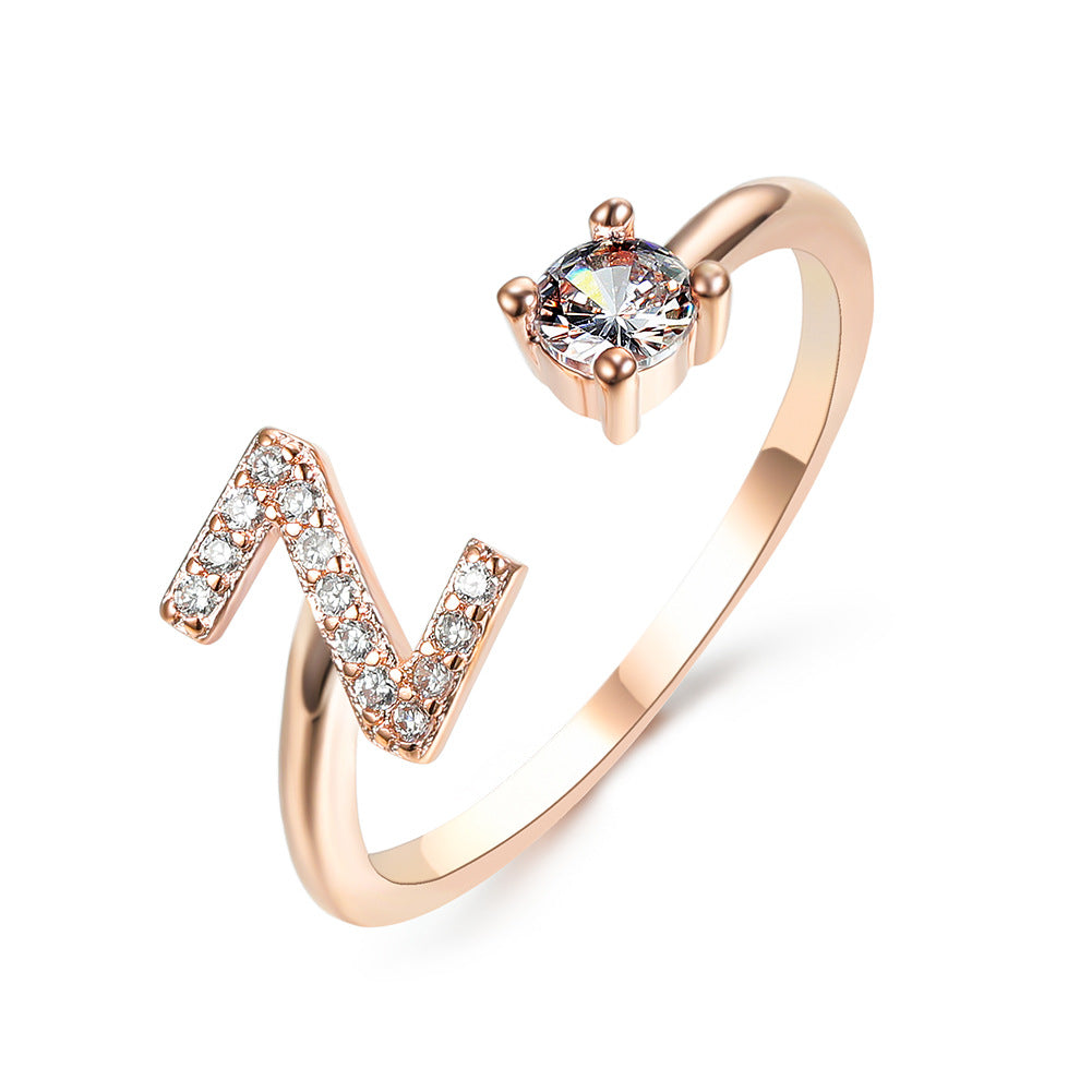 Anillo ajustable de nuevo diseño con 26 letras iniciales, joyería de moda para mujer, joyería simple y elegante