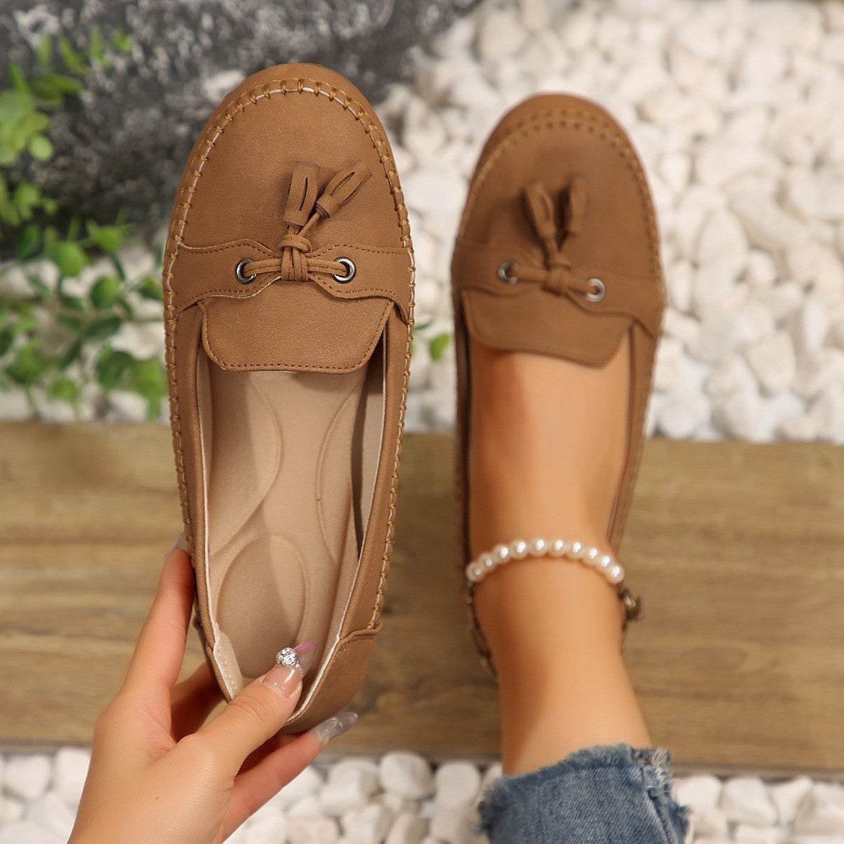 Mocassins ronds pour femmes Tendance Antidérapants Souples Confortables