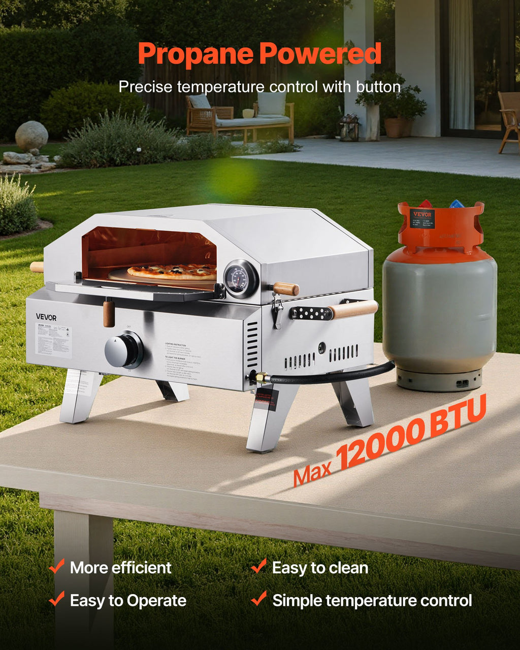 Outdoor Pizza Oven, 13 In Gas Fired Pizza-Maker