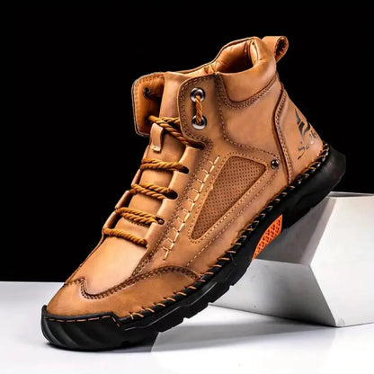 Aveline Handcrafted Ankle Boots in tan leather with a comfort flat heel by AdTec