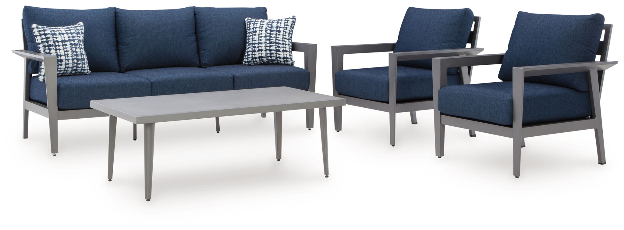 Gray Blue Gali 4Piece Patio Sofa Set with Chairs and Table-1