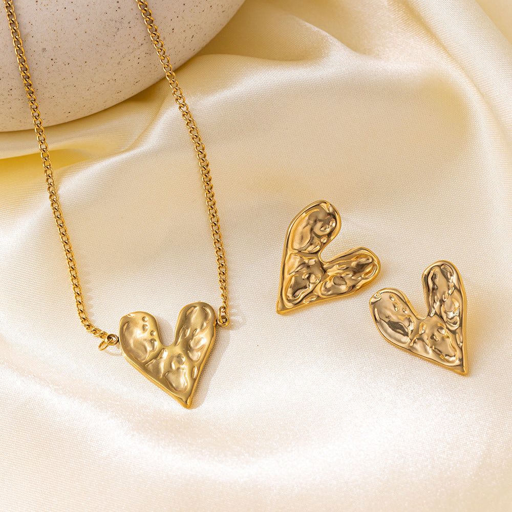 Juego de joyas de acero inoxidable para mujer: collar y pendientes