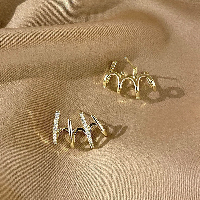 Boucles d'oreilles en argent S925 serties de zircons à quatre griffes