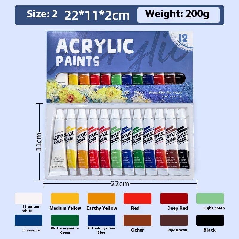 Kit de peinture au propylène 12 ml imperméable pour débutants Peinture pour enfants Peinture à l'huile de 12, 18, 24, 36 couleurs