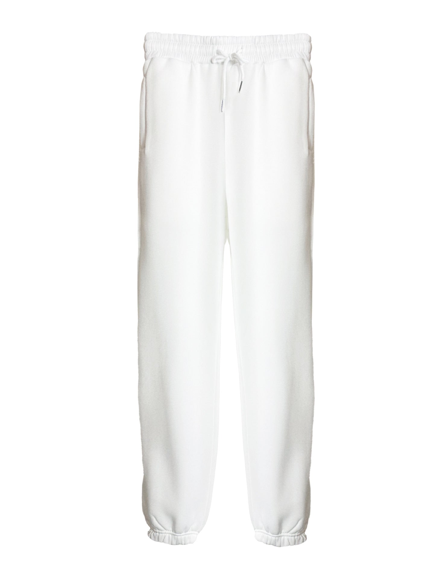 Pantalon de jogging décontracté en molleton uni avec fourrure, taille haute, ample et fuselé, pour la maison