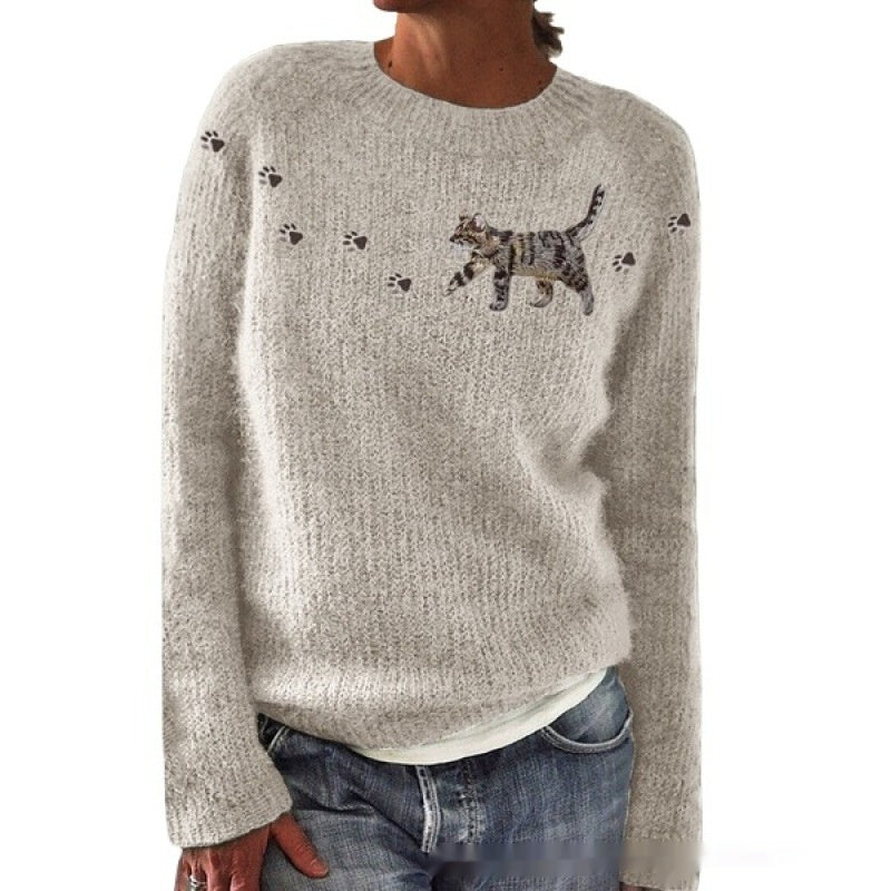 Pull décontracté femme à col rond