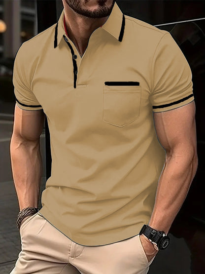 Polo d'été à poche boutonnée pour homme