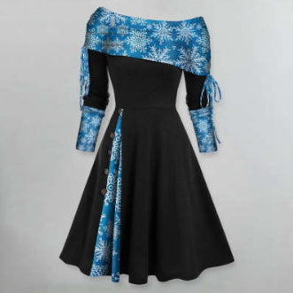 Nouvelle Robe Longue D'Automne Et D'Hiver Pour Femmes Avec Grande Balançoire À La Taille Et Manches Longues À Épaule Dénudée