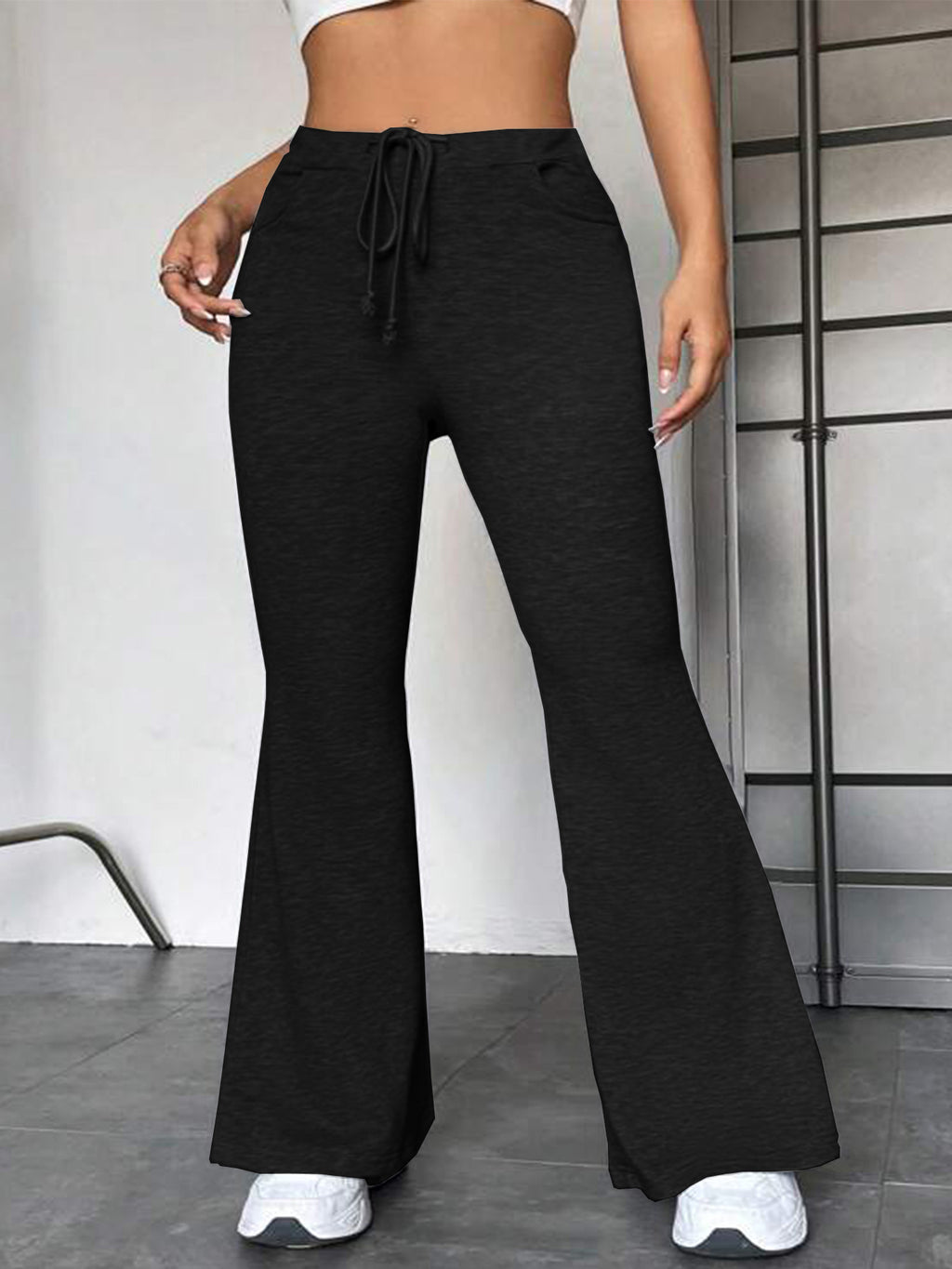 Pantalon de yoga européen et américain à coutures, pantalon évasé décontracté d'extérieur