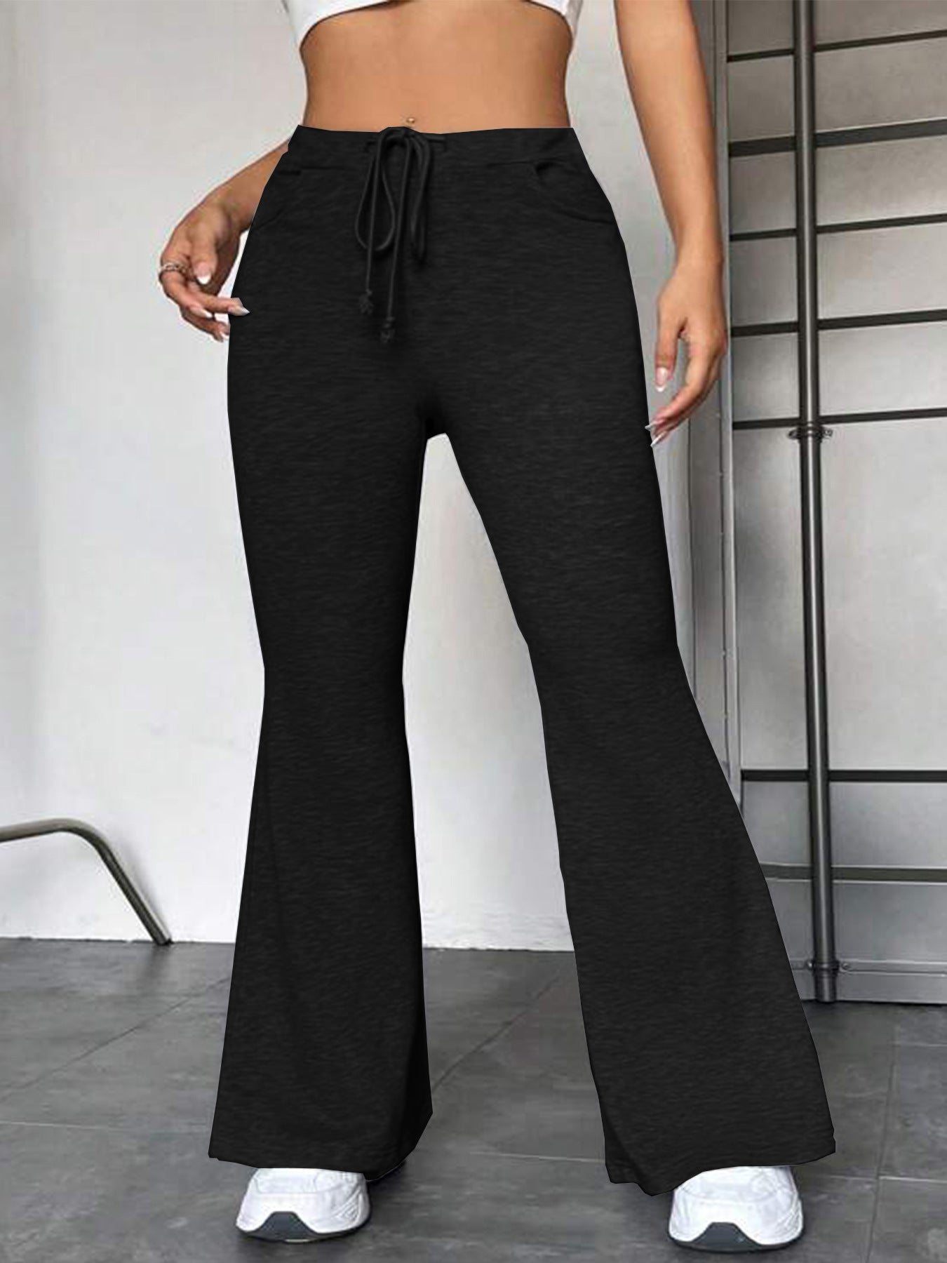 Pantalon de yoga européen et américain à coutures, pantalon évasé décontracté d'extérieur