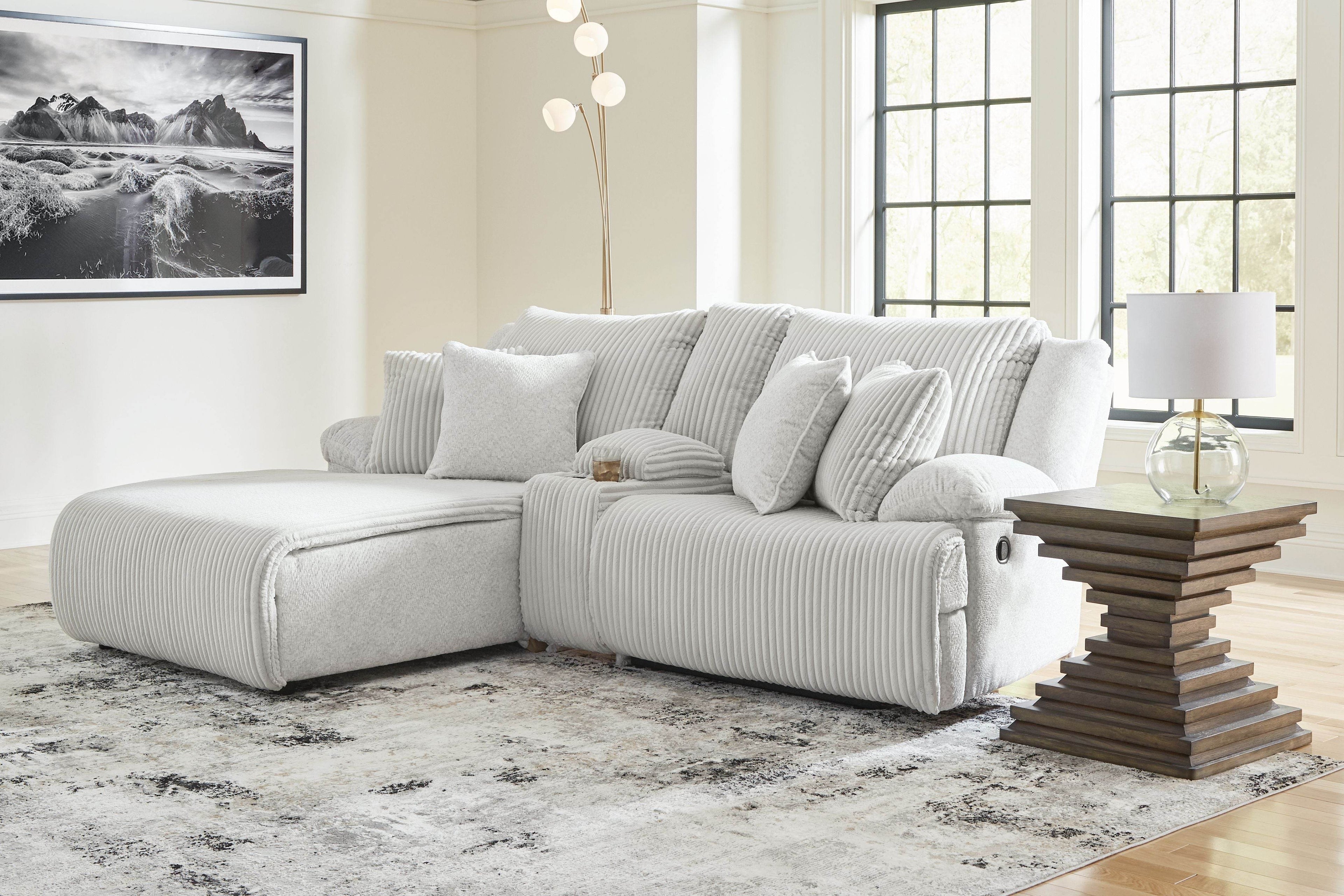 Top Tier - 3-Piece Reclining Sectional Sofa Laf Press Back Chaise - Fabric - Alloy-2