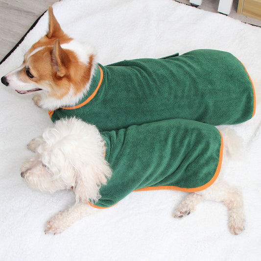 Bata de baño absorbente para mascotas de microfibra con ajuste de cintura