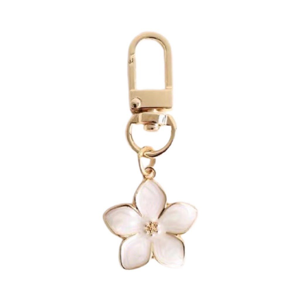 Porte-clés Fille Simple Cœur Fleur de Poire Pendentif de Sac d'École Japonais en Forme de Fleur