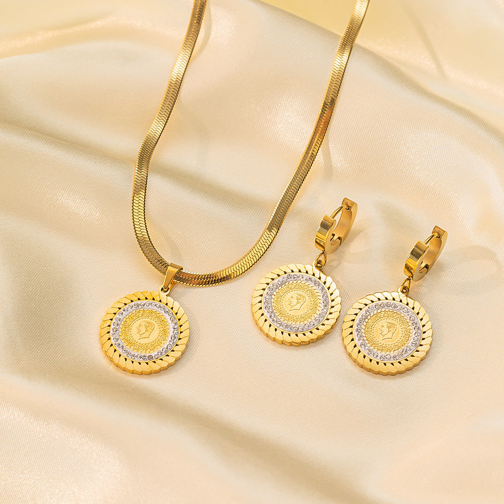 Juego de joyas de acero inoxidable para mujer: collar y pendientes