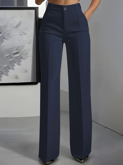 Pantalon minimaliste blanc en polyester pour femme