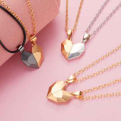 Collier aimanté créatif avec cœur brisé pour hommes et femmes